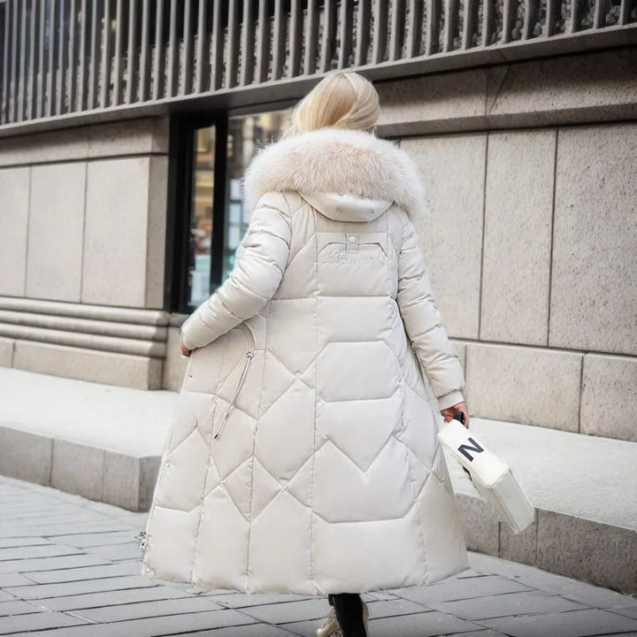 Long winter coat with fur hood
