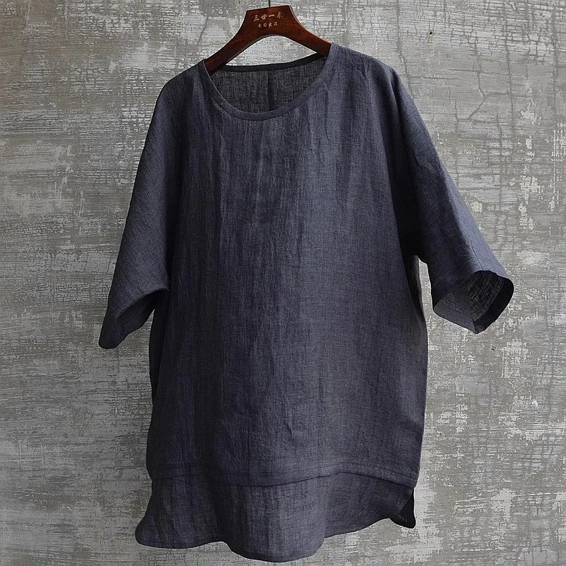 Women Relaxed Fit Linen T-Shirt Lune London