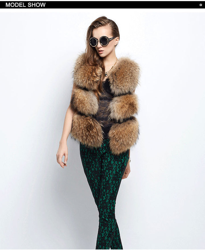 Ladies Noble faux fur vest with a trendy volume and a luxury chic finish