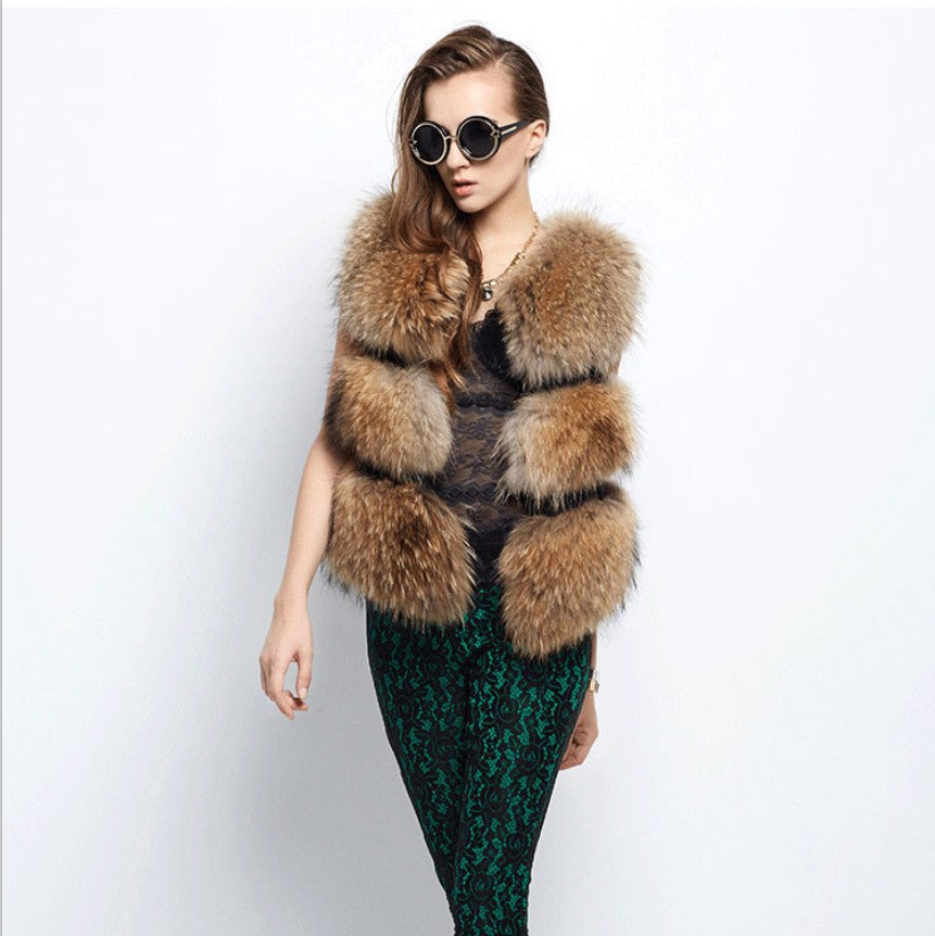 Ladies Noble faux fur vest with a trendy volume and a luxury chic finish