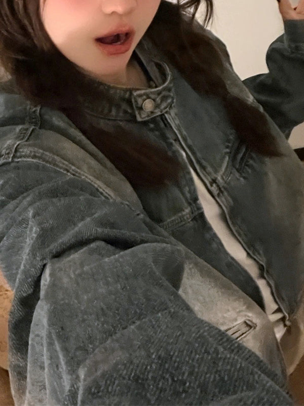 Lune London | Blue worn zip jacket