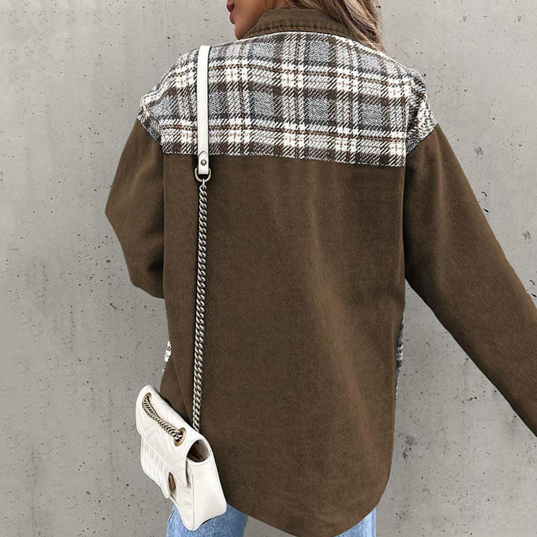 Lune London | Elegant women's jacket with a check pattern and classic collar