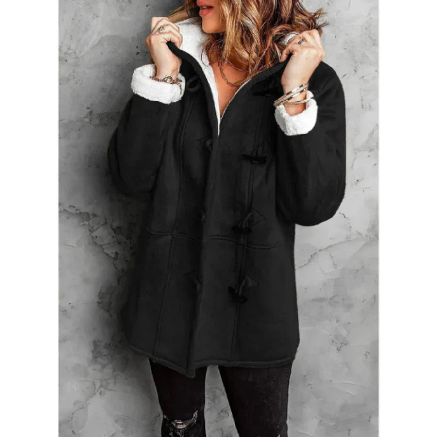 Lune London | Jacket - Loose Fit - Fleece Lining - Mid-Length - Hood - Lace Closure