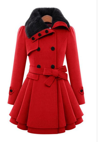Chic trench coat for women with removable fur collar and flared skirt Lune London