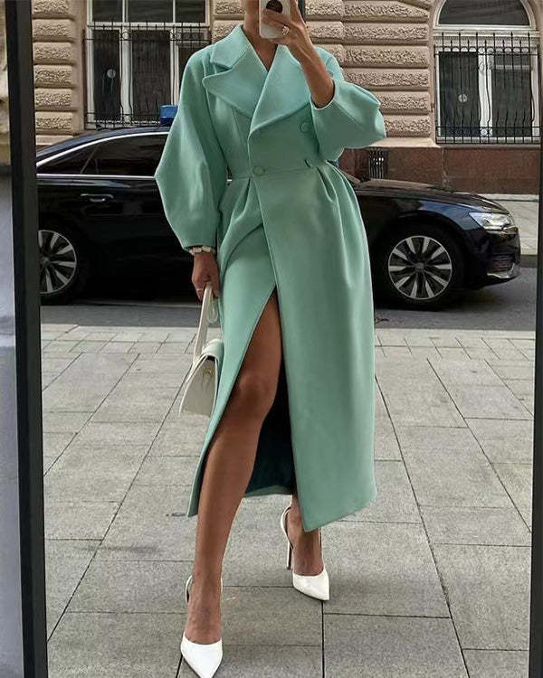 Lune London | Manteau en laine vintage avec des manches en forme d'abat-jour et un revers
