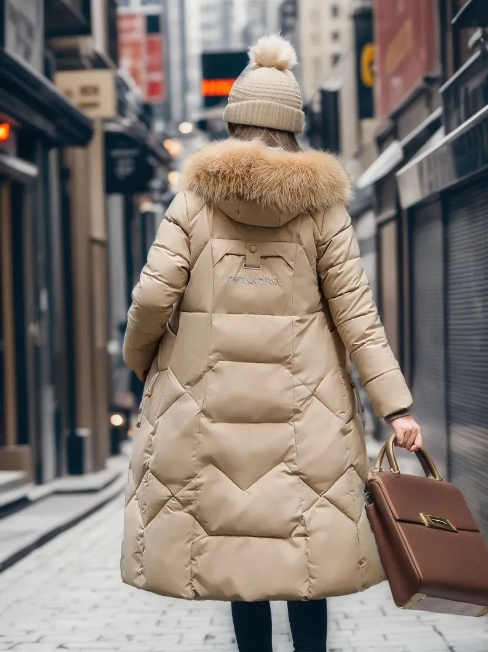 Long winter coat with fur hood