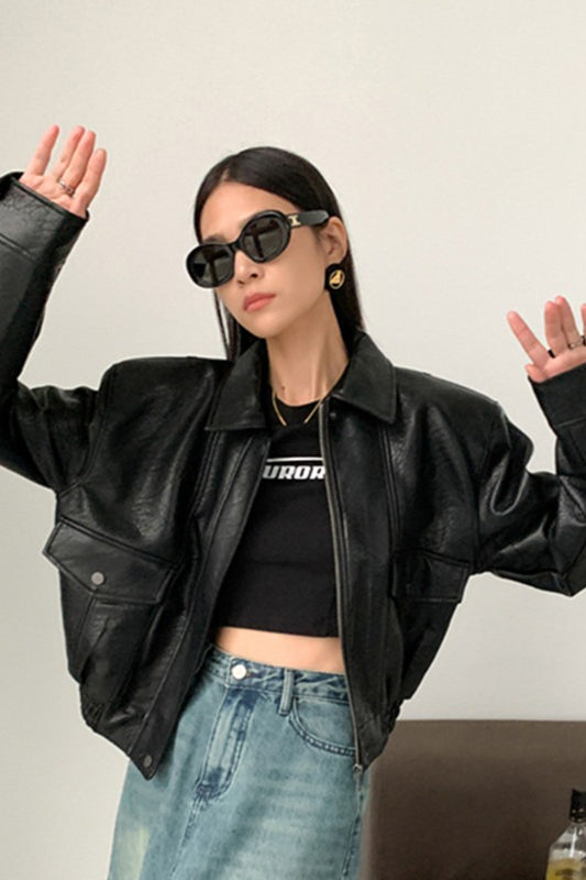 Lune London | PU Leather Lapel Jacket