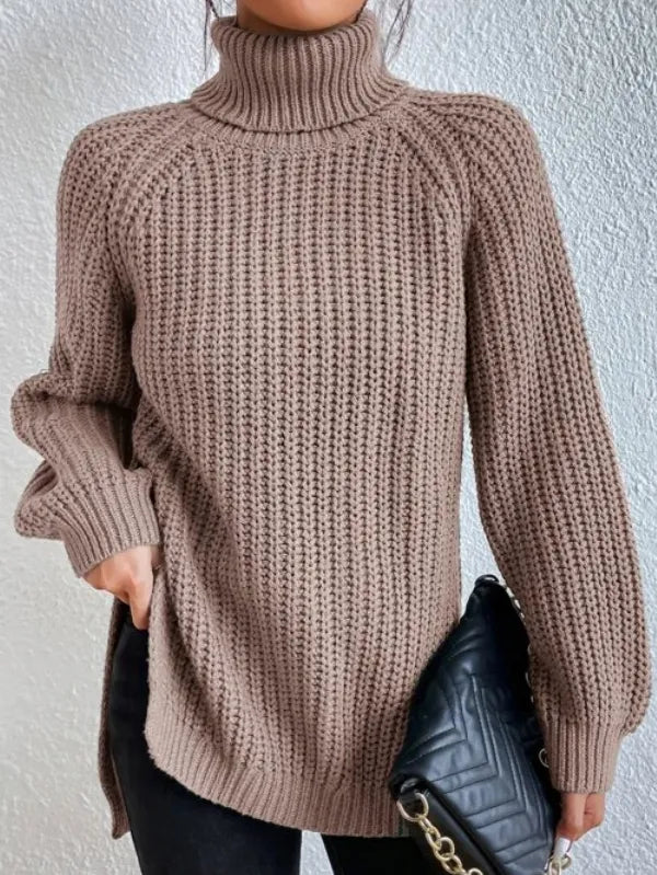 Lune London | turtleneck sweater with raglan sleeves and split hem