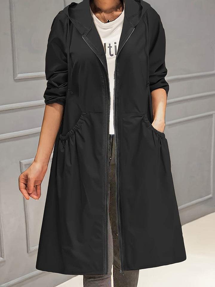 Lune London | Women's Casual Long Jacket with Hood and Zipper