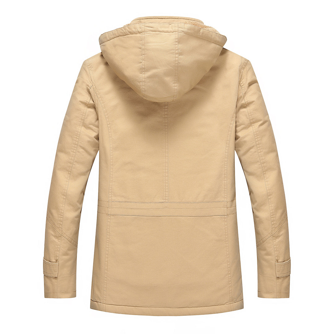 Fashion outdoor jacket for men with warm fleece lining and hood Lune London