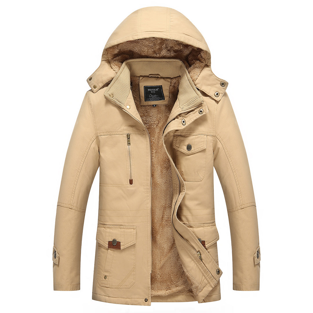 Fashion outdoor jacket for men with warm fleece lining and hood Lune London