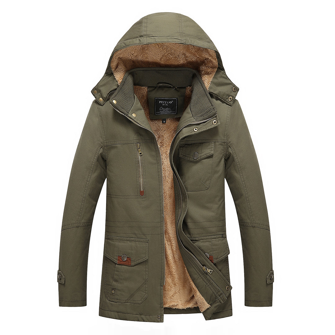 Fashion outdoor jacket for men with warm fleece lining and hood Lune London