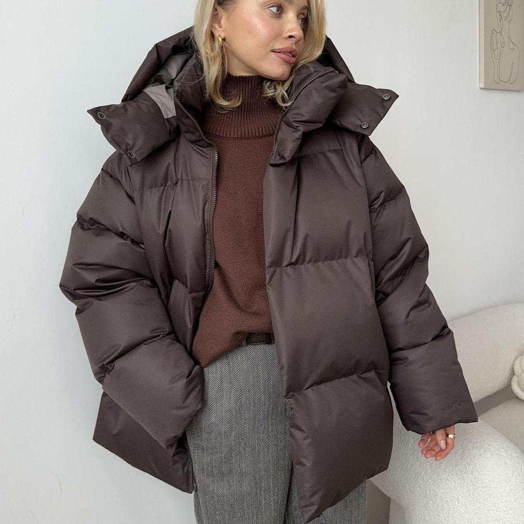 Lune London | Women's Puffer Jacket - Brown - Warm Winter Coat - Comfortable