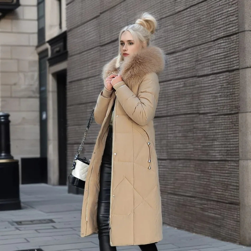 Long winter coat with fur hood