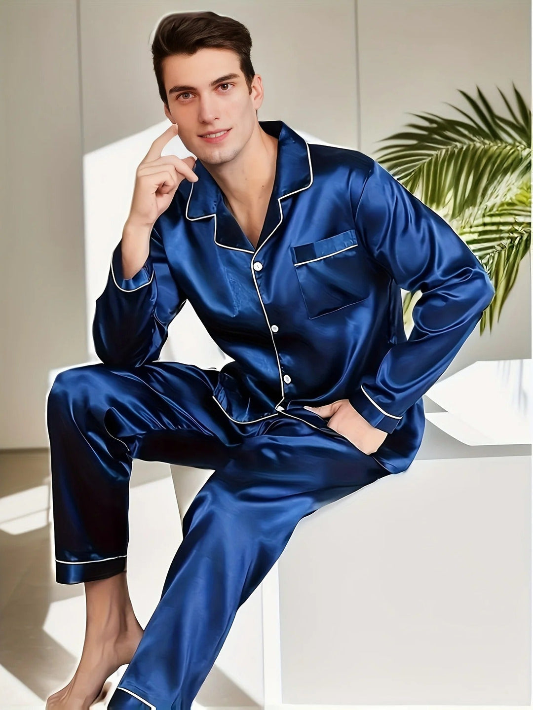 Lune London | Men's Pajama Set In Silk Satin