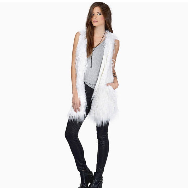 Lune London | Women's Elegant Faux Fur Vest with Side Pockets and Casual Cut