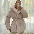 Lune London | Belted Puffer Jacket Plus Size Collar Winter Coat