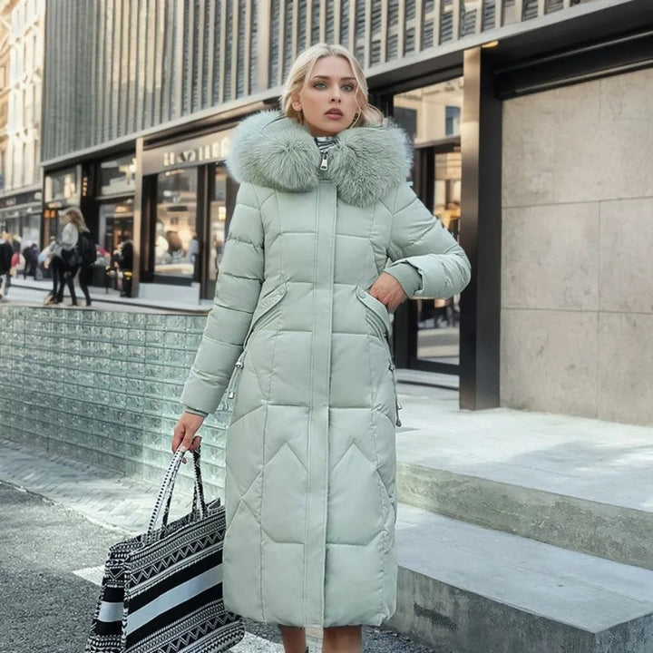 Long winter coat with fur hood