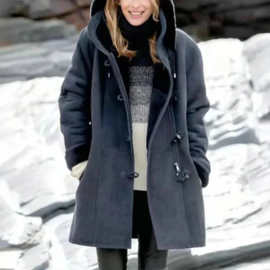 Lune London | Jacket - Loose Fit - Fleece Lining - Mid-Length - Hood - Lace Closure