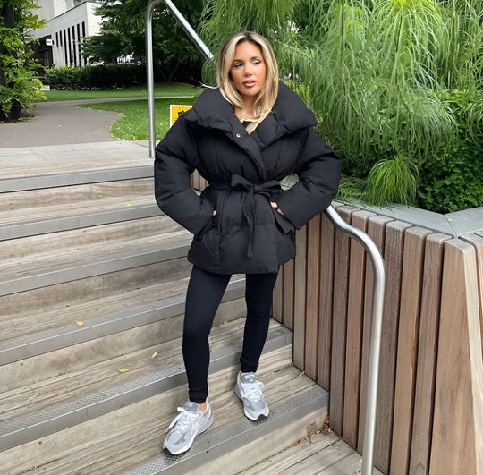 Lune London | Belted Puffer Jacket Plus Size Collar Winter Coat
