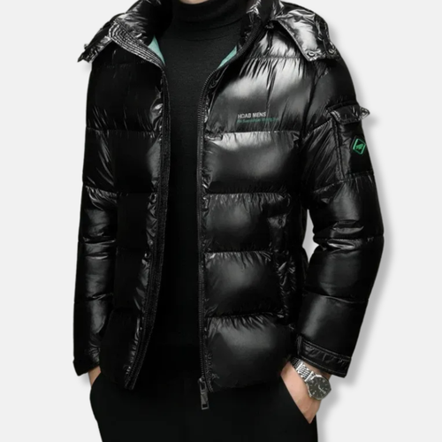 Lune London | Puffer jacket - Regular fit - Shiny water-repellent material - Lined - High collar - Zipper closure