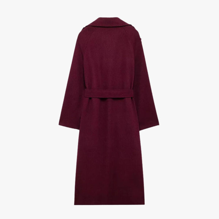 Lune London | Elegant Trench Coat In Burgundy with Belt