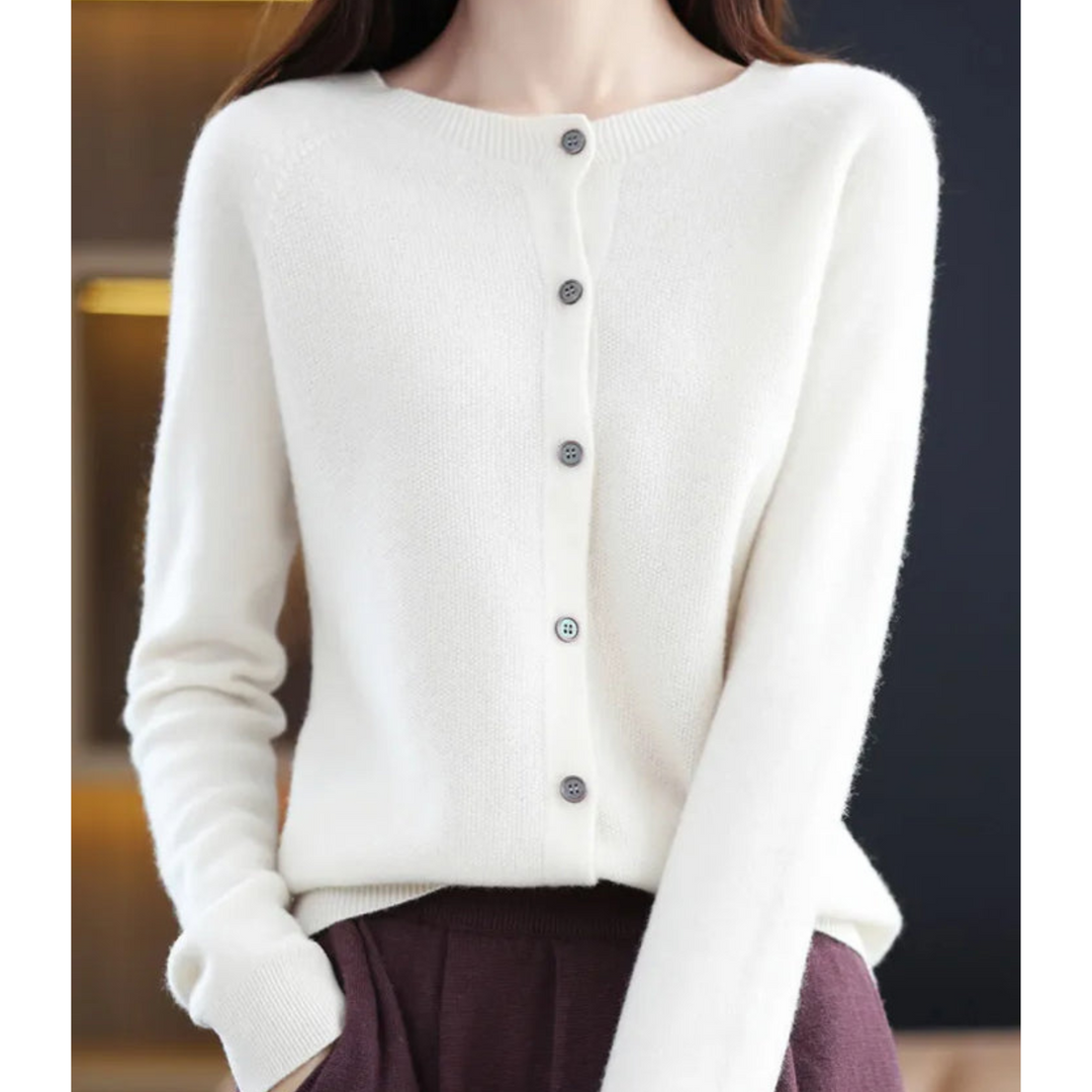 Lune London | Merino Wool Women's O-Neck Cardigan Sweater