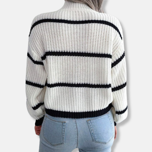 Lune London | Knitted sweater - Soft ribbed turtleneck - Loose fit - Classic stripes