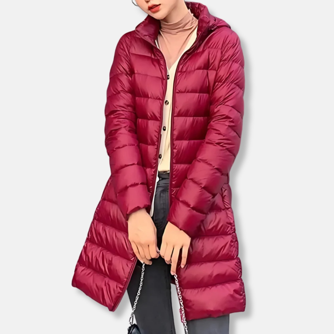 Lune London | Nylon Puffer Jacket - Quilted Jacket with Hood in Medium Length