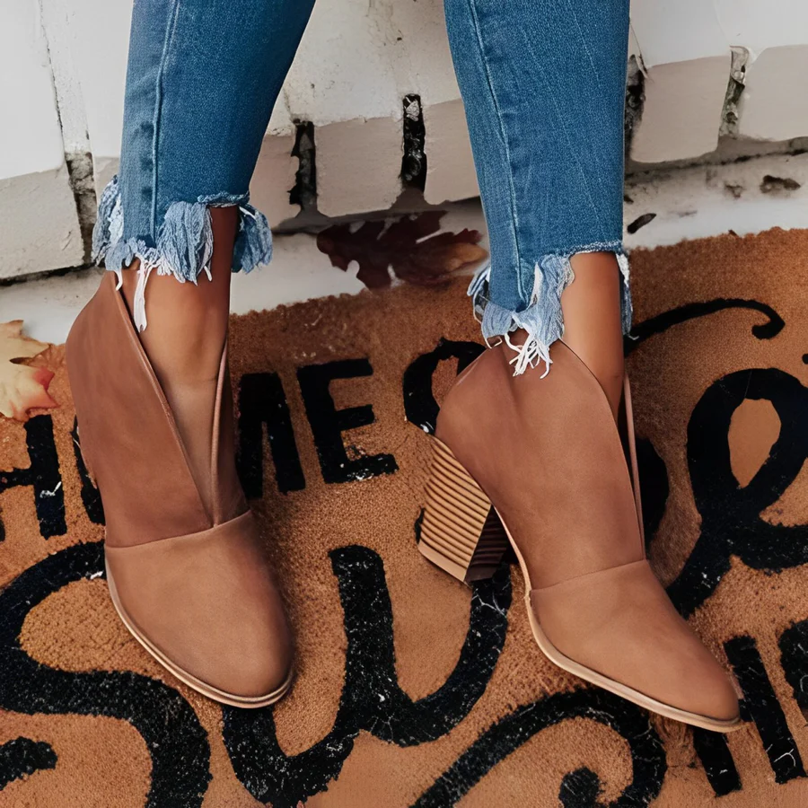 Lune London | Women's High Heel Ankle Boots, V-Shape Opening, Slippers, Chic and Elegant