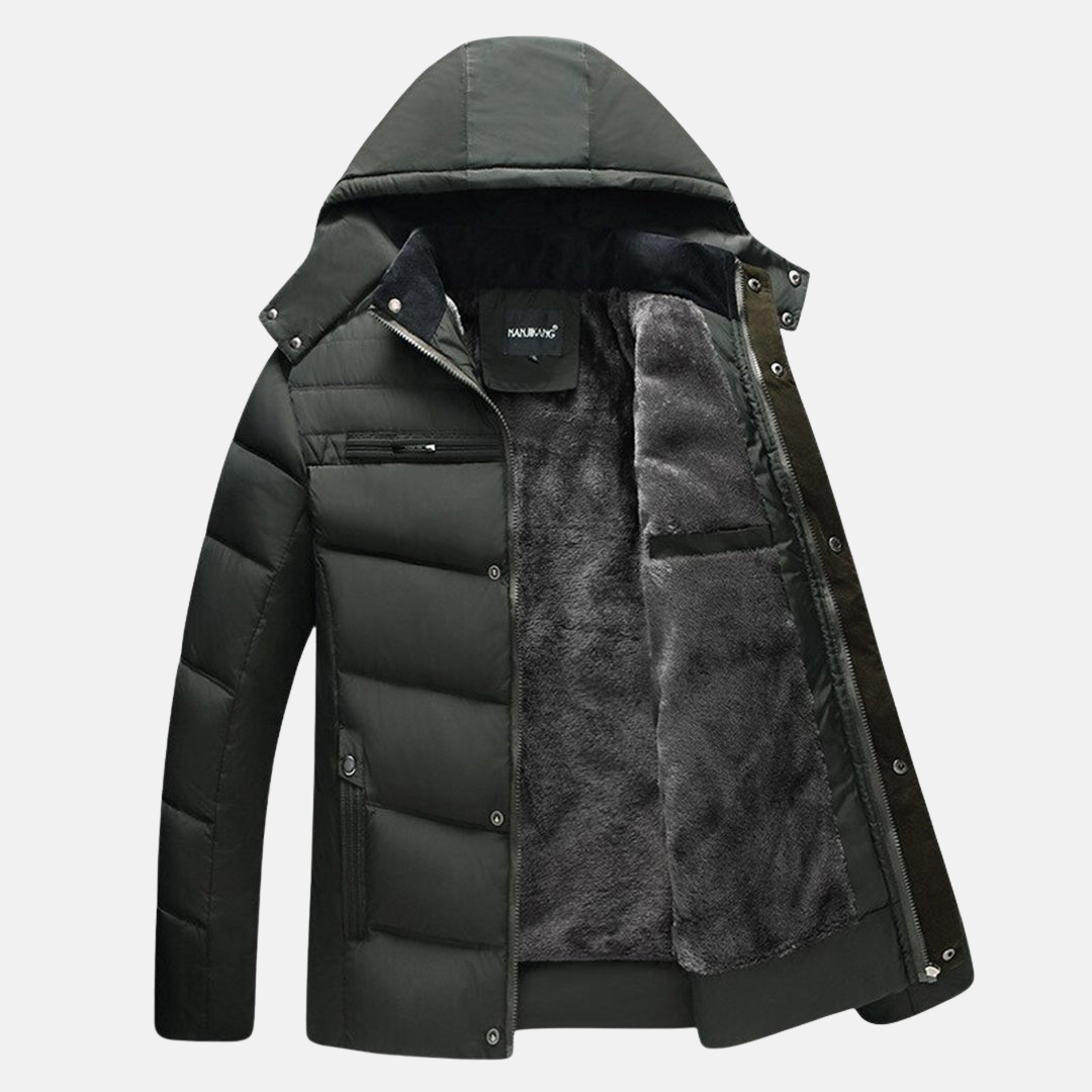 Lune London | Fleece Quilted Puffer Coat - Hooded Jacket in Relaxed Fit