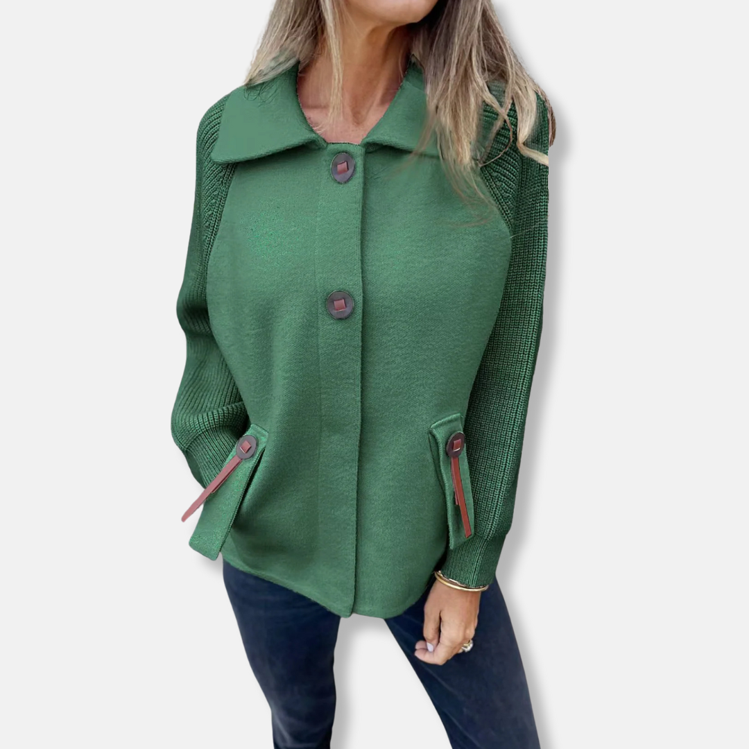 Lune London | Jacket - Casual Cut - Knitted Sleeves - With Lapel - Button Closure