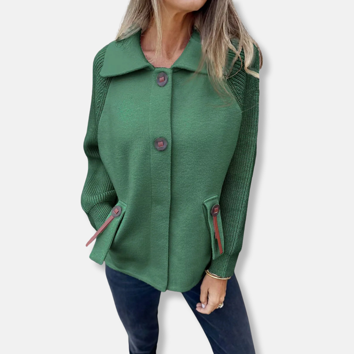 Lune London | Jacket - Casual Cut - Knitted Sleeves - With Lapel - Button Closure