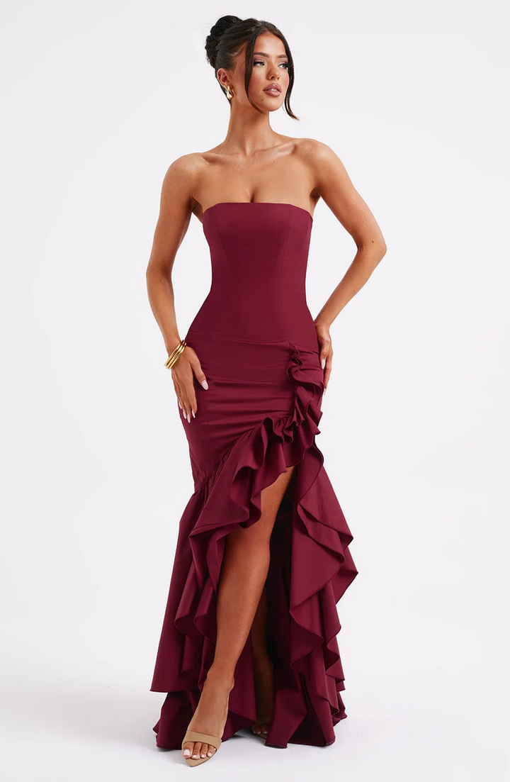 Lune London | Ruffles High Slit Dress