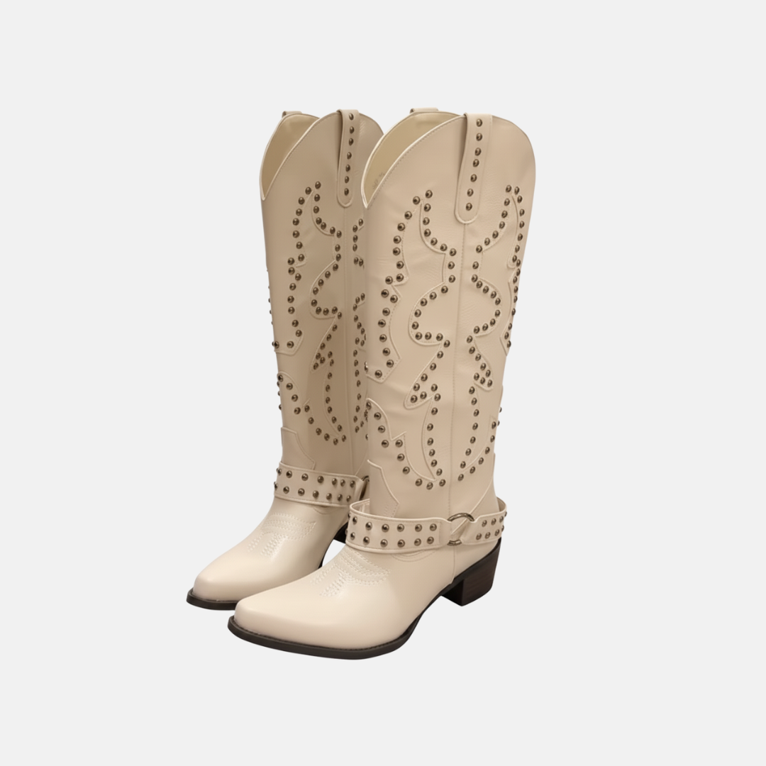 Lune London | Boots - Faux leather - Knee-high shaft - Pointed toe - Stud detail