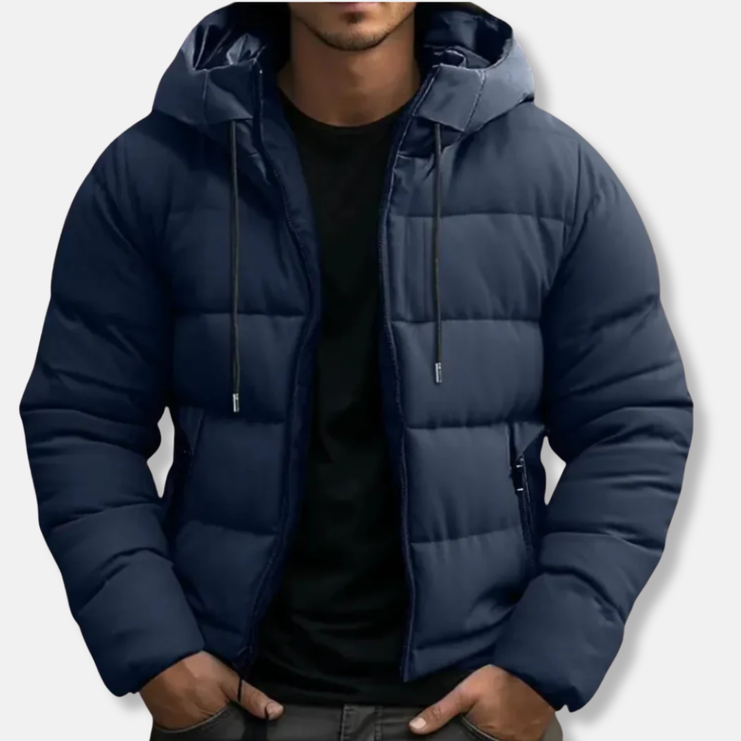 Lune London | Quilted Hooded Puffer Jacket - With Drawstring Hood Zipper Puffer Jacket