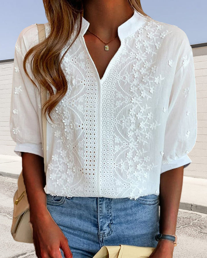 Lune London | White blouse with puff sleeves