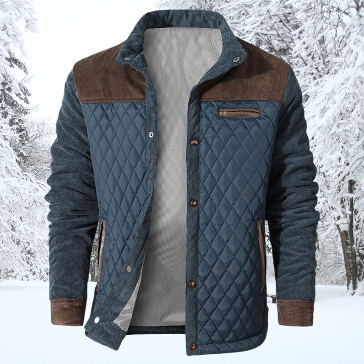 Lune London | Padded Jacket - Classic Collar - Button Closure - Contrasting Sleeves & Shoulders