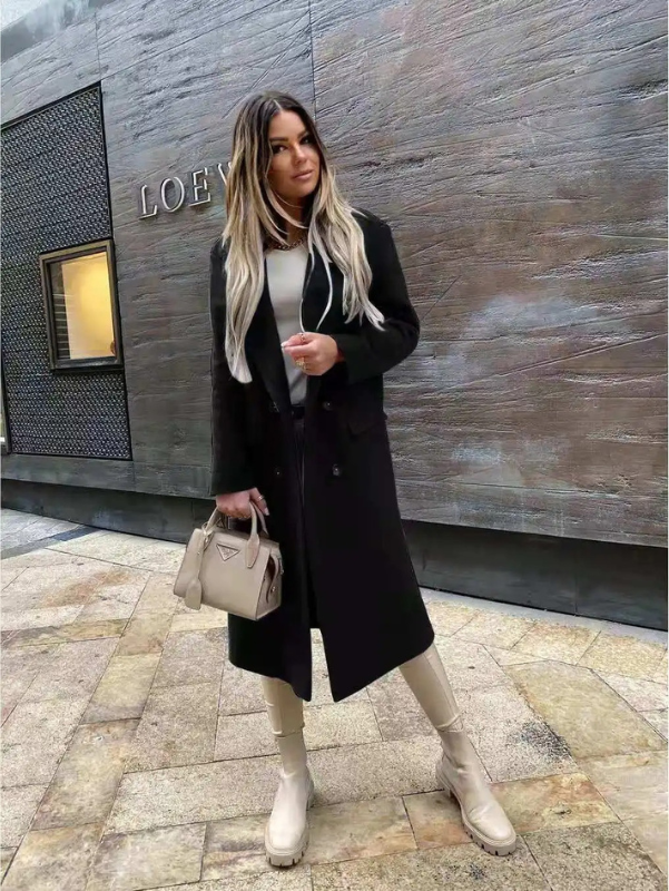 Lune London | Women's Double-Breasted Coat Classic Elegant Long Coat