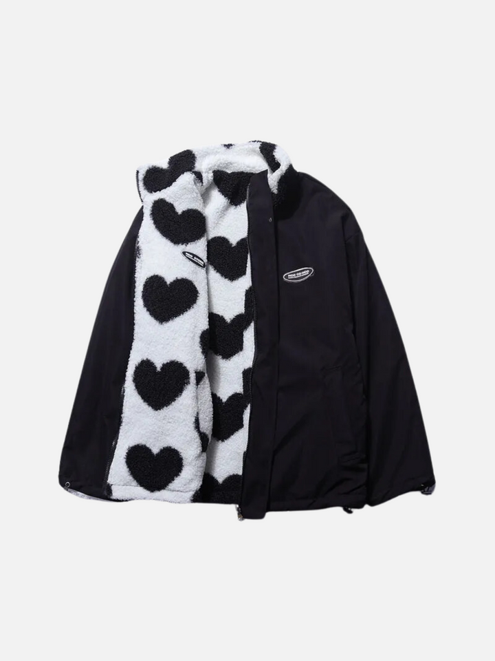 Lune London | Warm autumn jacket with comfortable lining and pretty heart pattern