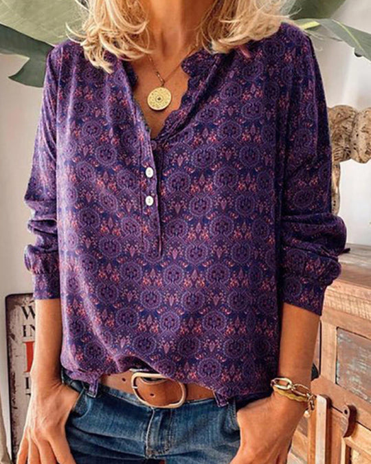Lune London | Long sleeve blouse with vintage print