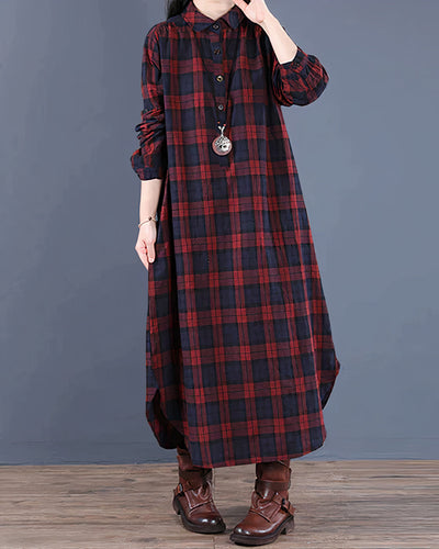 Lune London | Long plaid shirt dress