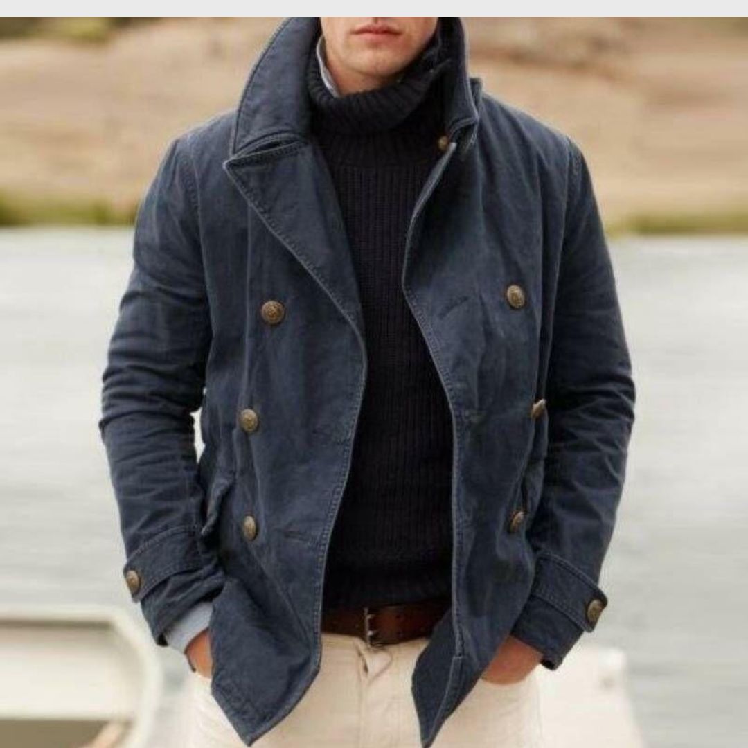 Lune London | Classic Peacoat with Double-Breasted Button Closure and High Collar