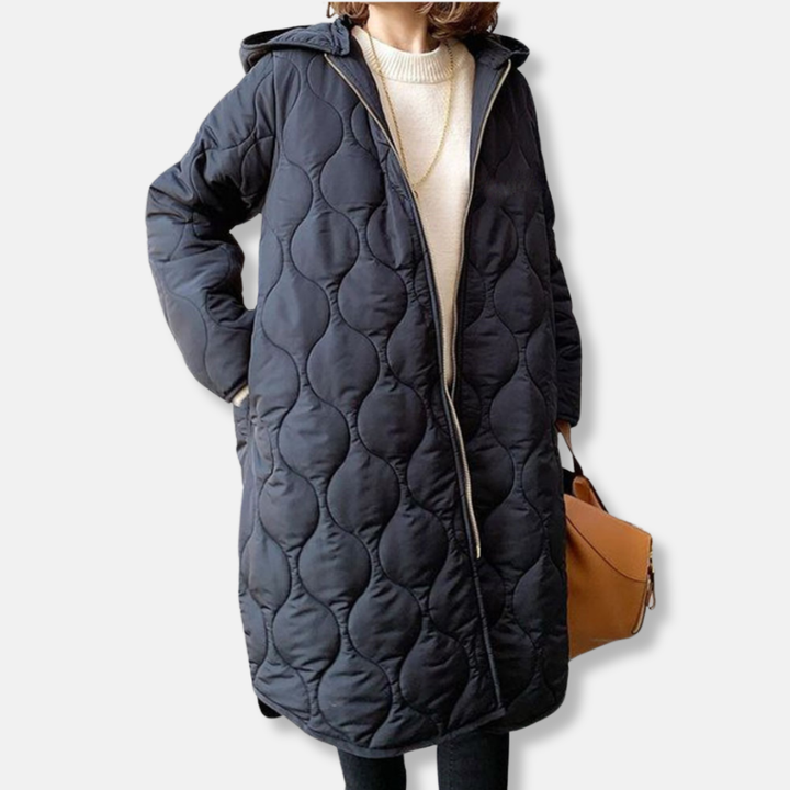 Chic und Stil | Jacket - Quilted Long Model - Oversized Fit - Hood and Zipper