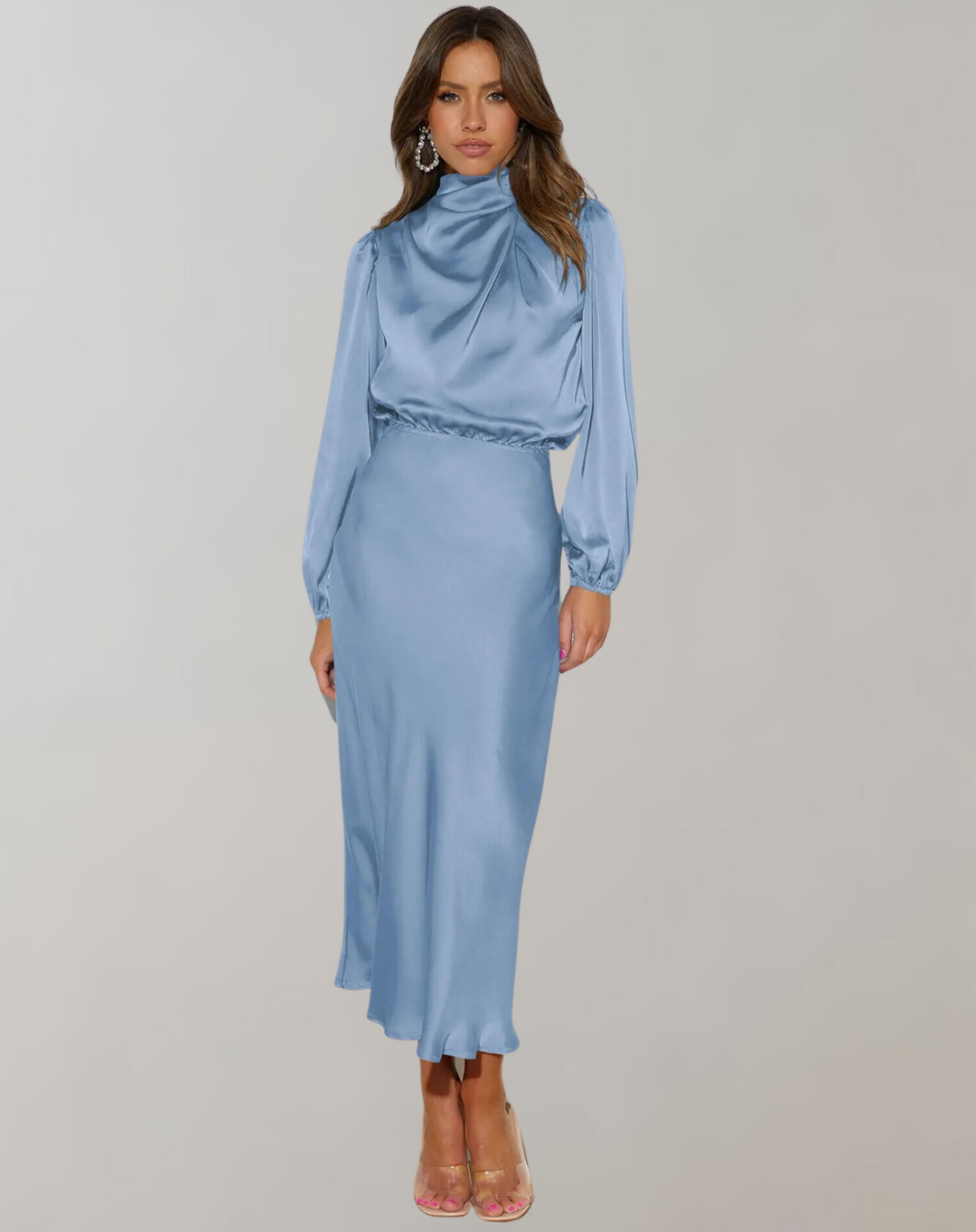 Lune London | Elegant satin dress with long sleeves