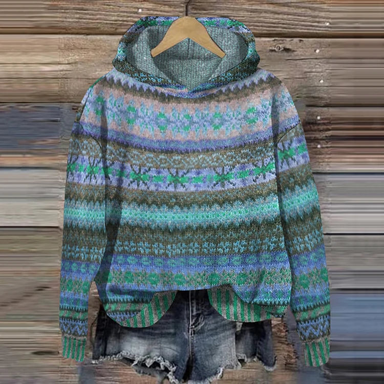 Lune London | Women's knitted hoodie with Norwegian pattern and hood