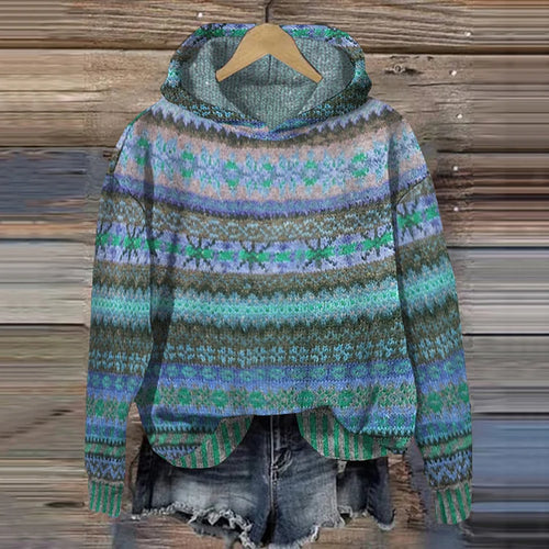 Lune London | Women's knitted hoodie with Norwegian pattern and hood