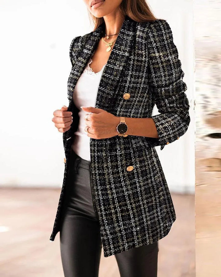 Lune London | Blazer - Collection Élégante - Texture Detaillée, Boutons Dorés - Parfait pour le Travail ou une Occasion Élégante