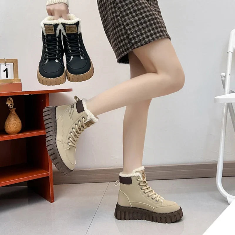 Lune London | Women's High Top Thick Sole Plus Fleece Martin Boots