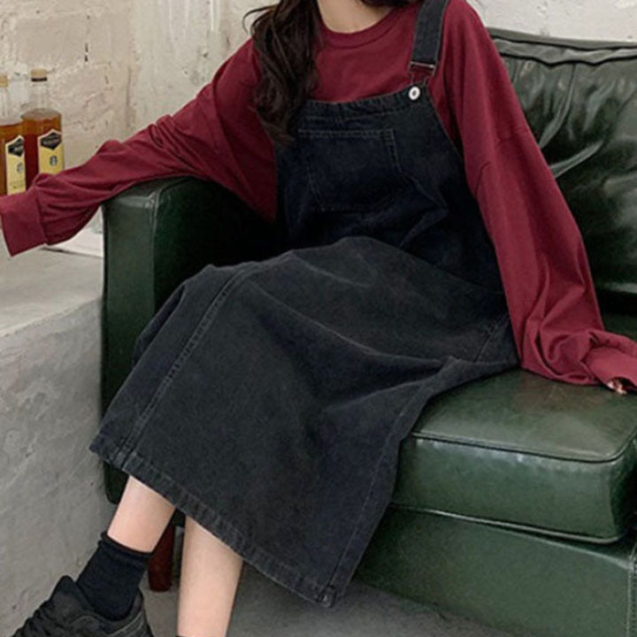 Chic and Style | Casual denim overall dress with front pocket